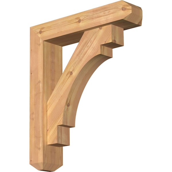 Ekena Millwork Merced Craftsman Smooth Bracket w/ Offset Brace, Western Red Cedar, 5 1/2"W x 24"D x 28"H BKT0604X24X28MRC04SWR - main